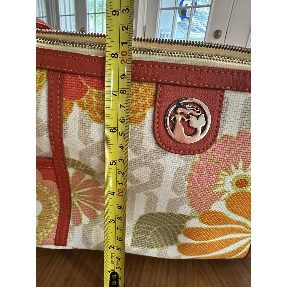 Spartina 449 Floral Linen Shoulder Bag Red Leather Trim Daufuskie Island 13x8 In - Picture 13 of 14